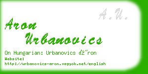 aron urbanovics business card